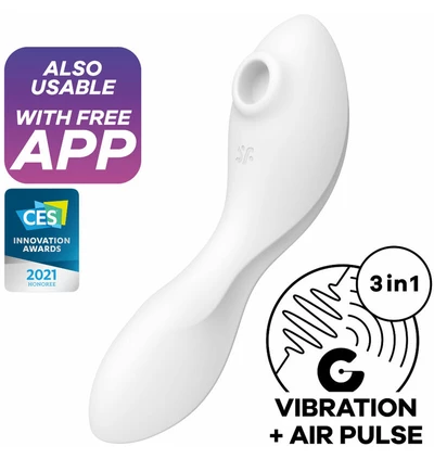 Satisfyer stymulator-curvy trinity 5 connect app (white) - Wibrator podwójny soniczny + punkt G, Biały