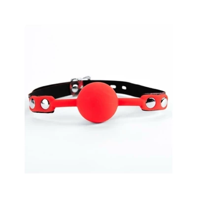 ARGUS Red Silicone Ball Gag Leopard - Knebel z kulką