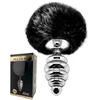 Alive Metal Anal Fluffly Twist Plug M Black - Korek analny z pomponem