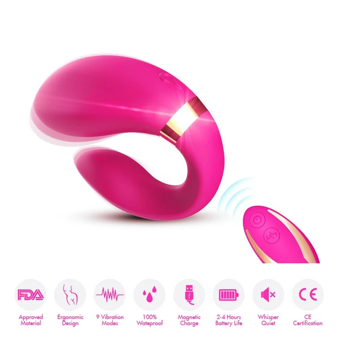 Boss Series Joy Crescent Light Pink - Wibrator dla par z pilotem, Różowy