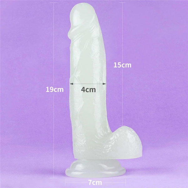 Lovetoy 7.5' Lumino Play Dildo - Dildo klasyczne na przyssawce świecące w ciemności