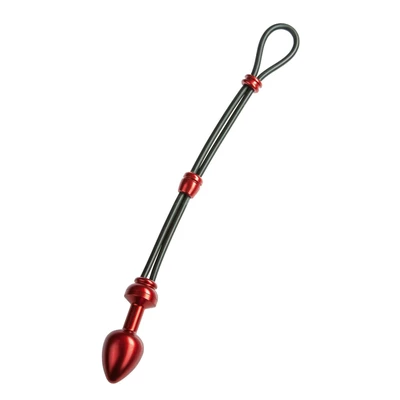 Malesation Cock Grip With Alu Plug Large, Red - Lasso na penisa z korkiem analnym, Czerwony