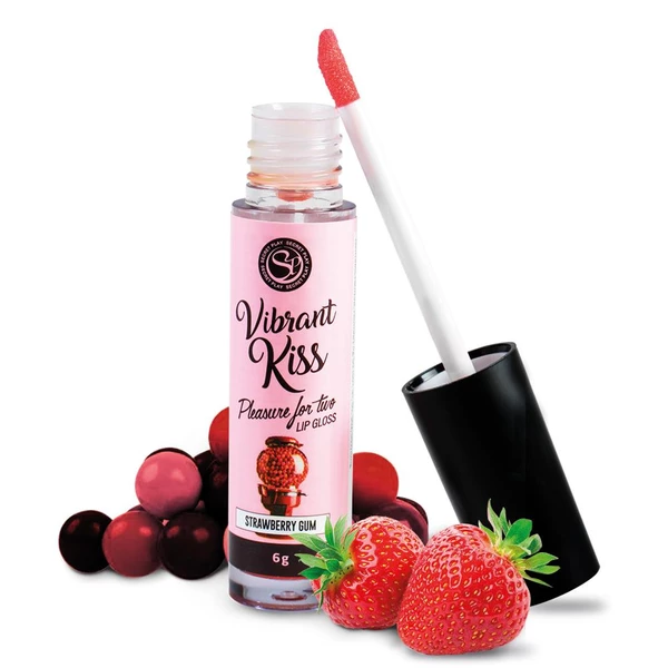 Secret Play Lip Gloss Vibrant Kiss Strawberry Gum - Błyszczyk stymulujący wib rujący