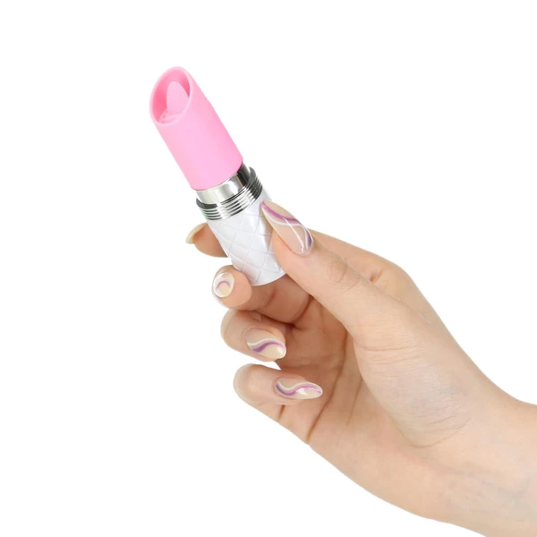 Pillow Talk Lusty Luxurious Flickering Massager Pink - Miniwibrator symulujący seks oralny, Różowy