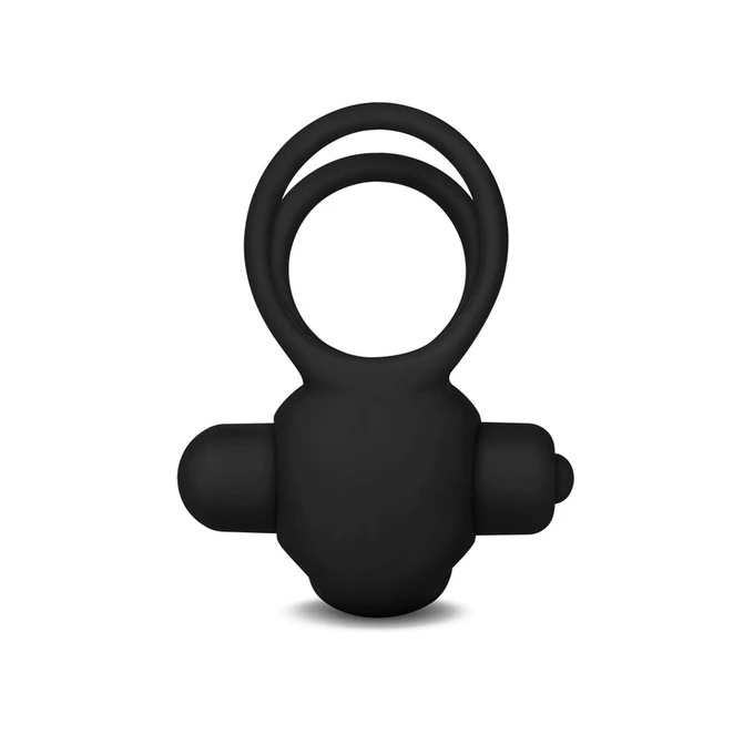 Lovetoy Power Clit Duo Silicone Cockring Black - Wibrujący pierścień erekcyjny, Czarny
