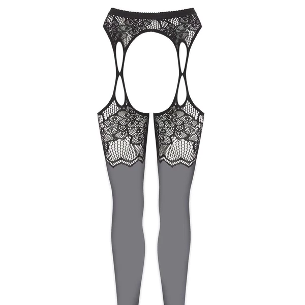 Cottelli LEGWEAR Suspender Tights - Rajstopy otwarte, Czarny