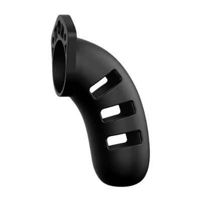 ManCage Model 21 Chastity 4.5' Silicone Cock Cage Black - Pas cnoty
