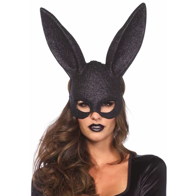 Leg Avenue Glitter Masquerade Rabbit Mask Black - Maska królicza, Czarny