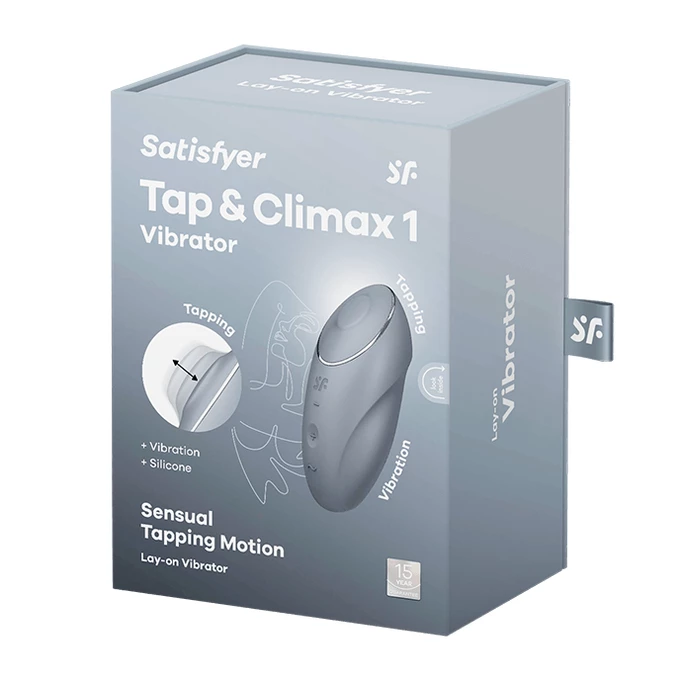 Satisfyer Tap &amp; Climax 1 Blue - Grey - Klitorální vibrátor, Modro-šedý