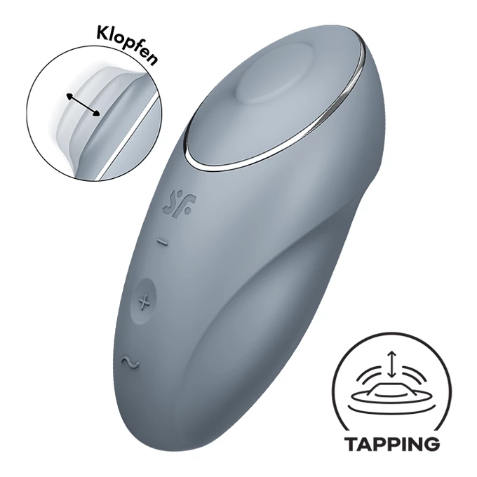 Satisfyer Tap &amp; Climax 1 Blue - Grey - Klitorální vibrátor, Modro-šedý