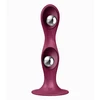 Satisfyer Double Ball-R - Klasické dildo s přísavkou, Červené