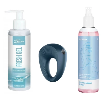 Sada Vibrační kroužek Satisfyer Ring 2 - erekce + lubrikant + dezinfekční sprej