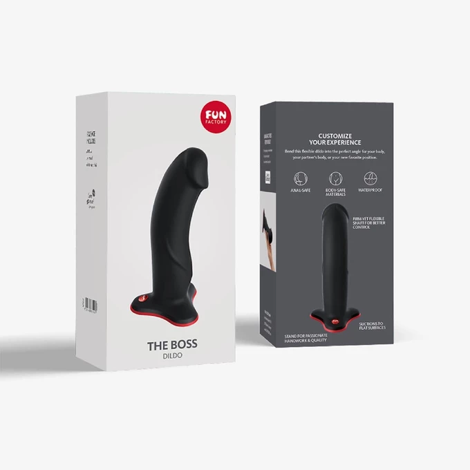 Fun Factory The Boss - Dildo 18 cm, černá a červená s přísavkou