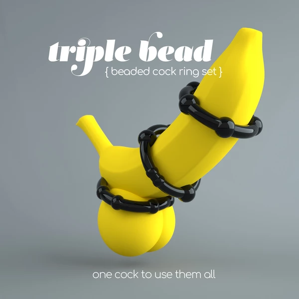 Crushious Triple bead - Sada tří erekčních kroužků, černé