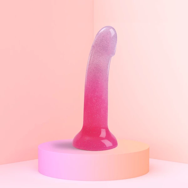 Love to Love Dildolls Sunrise - Klasické dildo s růžovými třpytkami