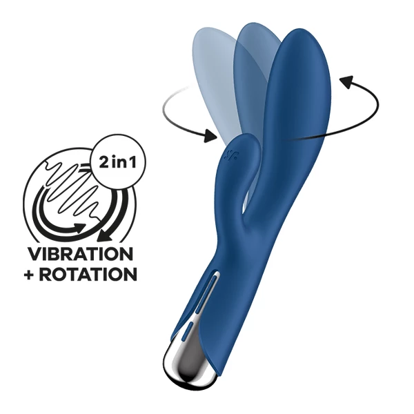 Satisfyer Spinning Rabbit 1 Blue - Vibrátor králíček, s funkcí rotace