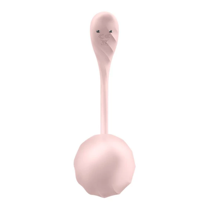 Satisfyer Ribbed Petal - Vibrační vajíčko ovládané dálkovým ovladačem a aplikací, Světle růžové