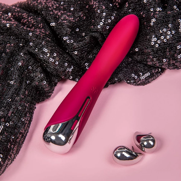Satisfyer Spinning Vibe 1 Red - Klasický vibrátor s funkcí rotace, Červený