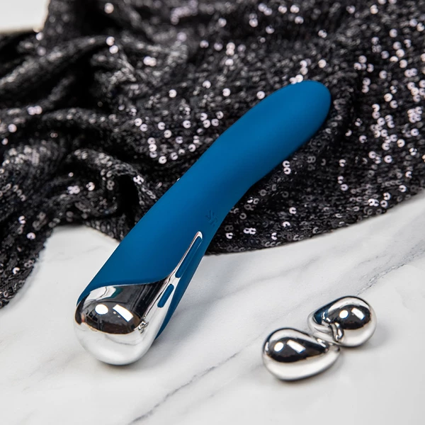 Satisfyer Spinning Vibe blue 1 - Klasický vibrátor s funkcí rotace, Modrý