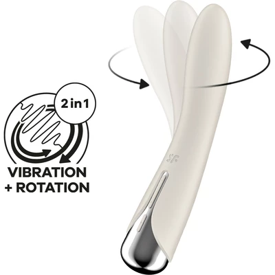 Satisfyer Spinning Vibe Beige 1 - Wibrator klasyczny z funkcją rotacji, Beżowy