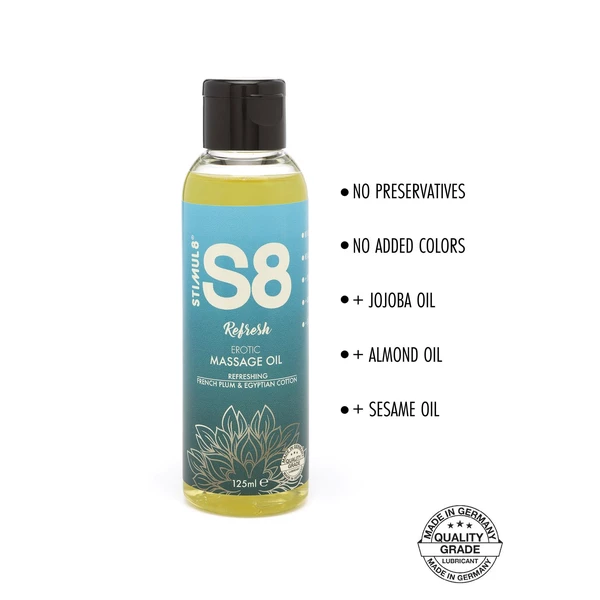 Stimul8 S8 Massage Oil 125Ml French Plum &amp; Egyptian Cotton - Olejek do masażu
