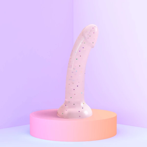 Love to Love Dildolls Starlight - Klasické dildo s přísavkou, růžové s malými hvězdičkami