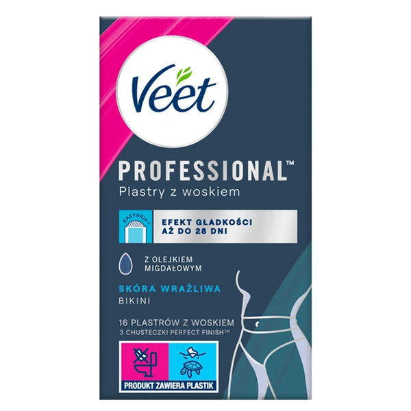 Veet Professional - Depilační voskové pásky na bikini, pro citlivou pleť, 16 ks