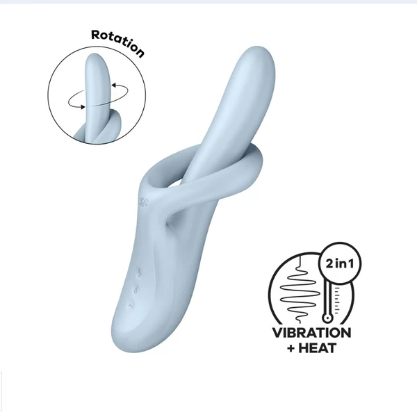 Satisfyer Heat Flex 4 Blue - Vibrátor Bunny s funkcí otáčení a ohřevu, modrý