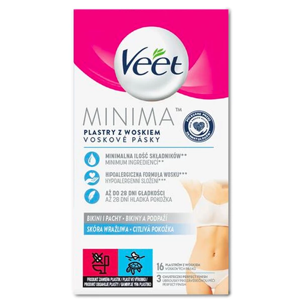 VEET MINIMA - Depilační pásky na bikini a podpaží, pro citlivou pleť, 16 ks