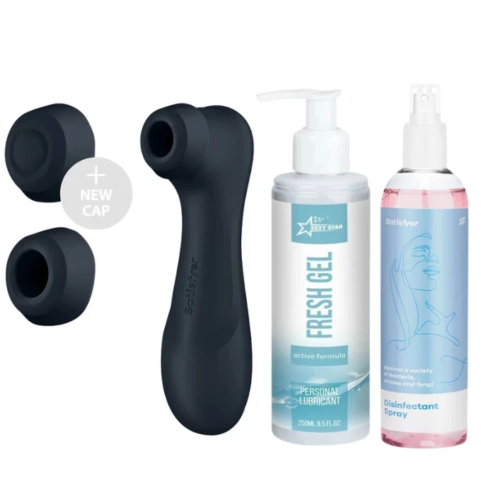 Sada Satisfyer Pro 2 Generation 3 -sonický vibrátor klitorisu + lubrikant + dezinfekční sprej
