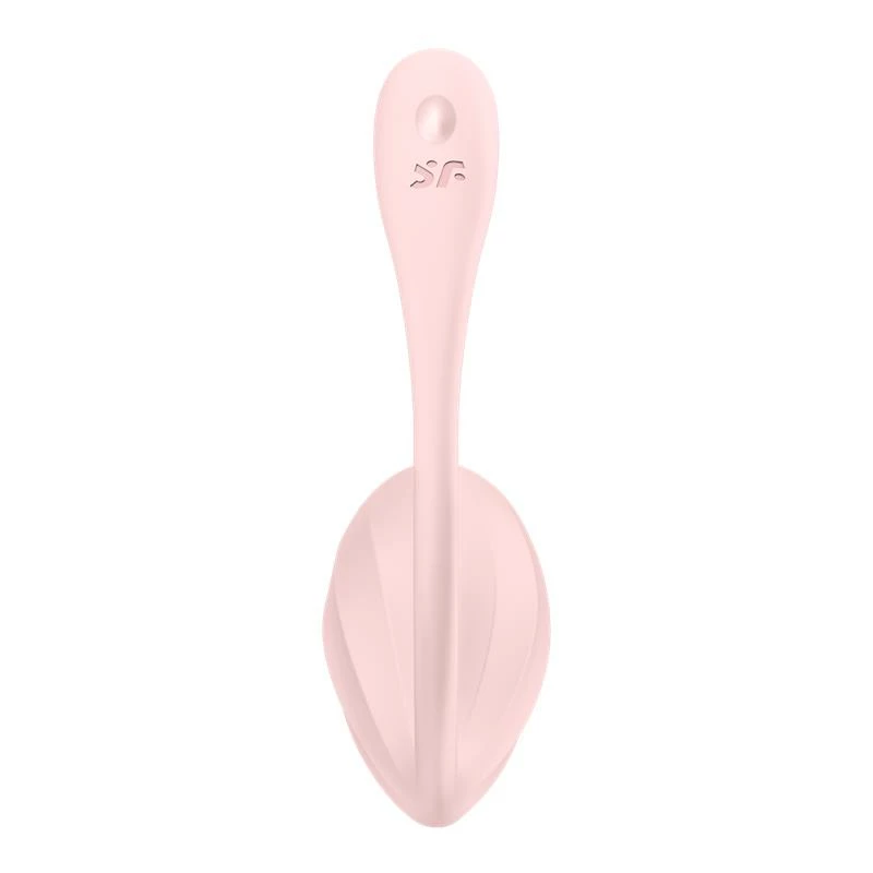 Satisfyer Ribbed Petal - Vibrační vajíčko ovládané dálkovým ovladačem a aplikací, Světle růžové