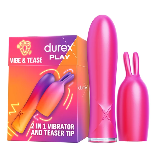 Durex Play 2w1 Tease&amp;Play - Vibrátor s koncovkou pro stimulaci