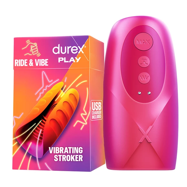 Durex Play Ride&amp;Vibe - Vibrující masturbátor s funkcí lízání
