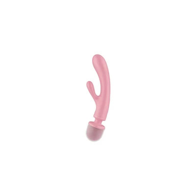 Satisfyer Triple lover - Trojitý vibrátor, králíček + hůlka, růžový