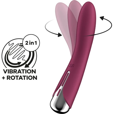 Satisfyer Spinning Vibe 1 Red - Wibrator klasyczny z funkcją rotacji, Czerwony