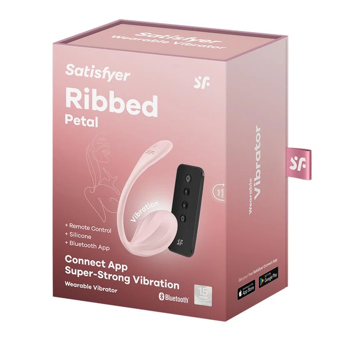 Sada Satisfyer Ribbed Petal - Vibrační vajíčko + lubrikant + dezinfekční sprej