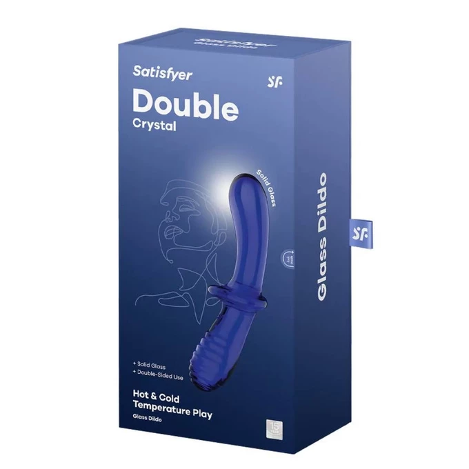 Satisfyer Double Crystal - Oboustranné dildo, modré