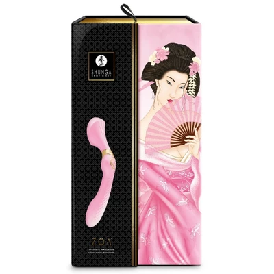 Shunga Zoa Intimate Massager Light Pink - Wibrator wand 2w1, Różowy