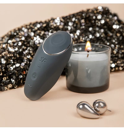 Satisfyer Tap &amp; Climax 1 Blue - Grey - Klitorální vibrátor, Modro-šedý