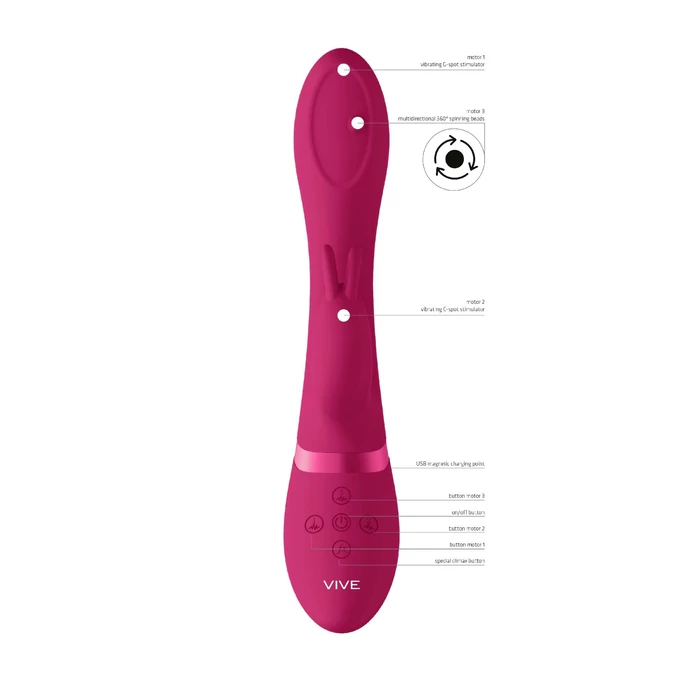 VIve Mira Spinning G Spot Rabbit Pink - Wibrator króliczek z wewnętrzną kulką