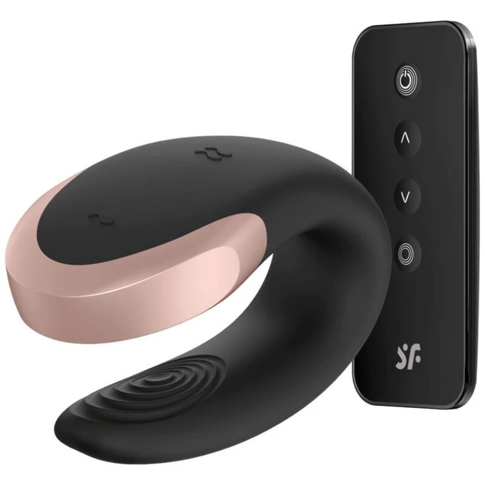 Sada Satisfyer Double Love (Black) - Vibrátor pro páry + gel + dezinfekční sprej