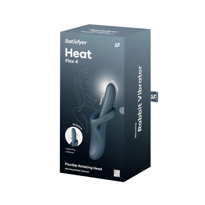 Satisfyer Heat Flex 4 Black - Wibrator króliczek z funkcją rotacji i nagrzewania, czarny