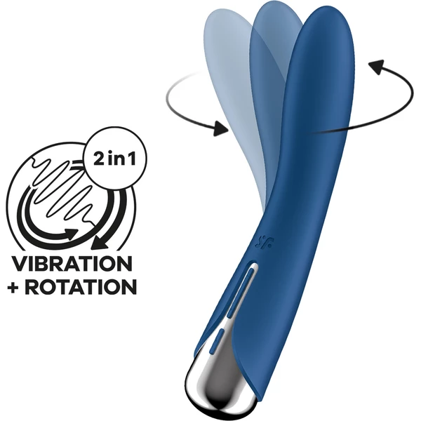 Satisfyer Spinning Vibe blue 1 - Klasický vibrátor s funkcí rotace, Modrý