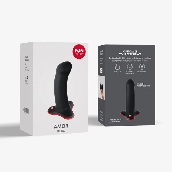 Fun Factory Amor - Dildo 13 cm, černá a červená s přísavkou