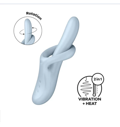 Satisfyer Heat Flex 4 Blue - Vibrátor Bunny s funkcí otáčení a ohřevu, modrý