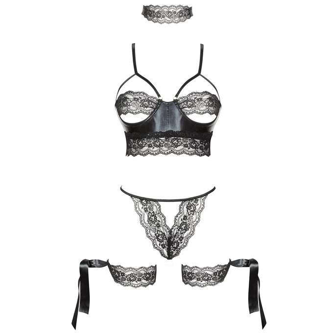 Beauty Night Shaquila  - Koronkowy zestaw z bondage i opaską na oczy