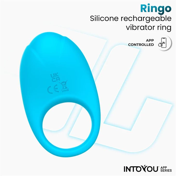 Intoyou Ringo - Wibrujący pierścień na penisa sterowany aplikacją, Niebieski