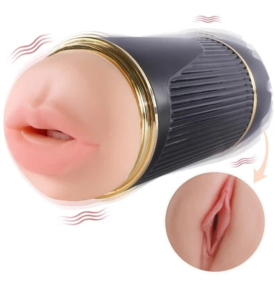 Shequ Double Vagina and Mouth Kay - Masturbator wibrujący z podwójnym otworem