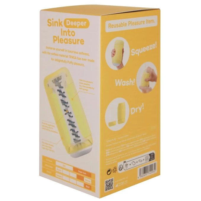 Tenga Puffy Custard Yellow - Klasický masturbátor s měkkou texturou