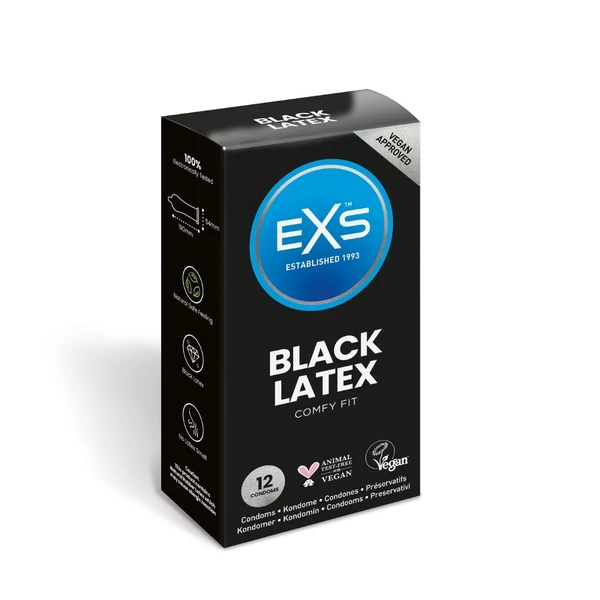 EXS Black Latex - Kondomy, 12 ks